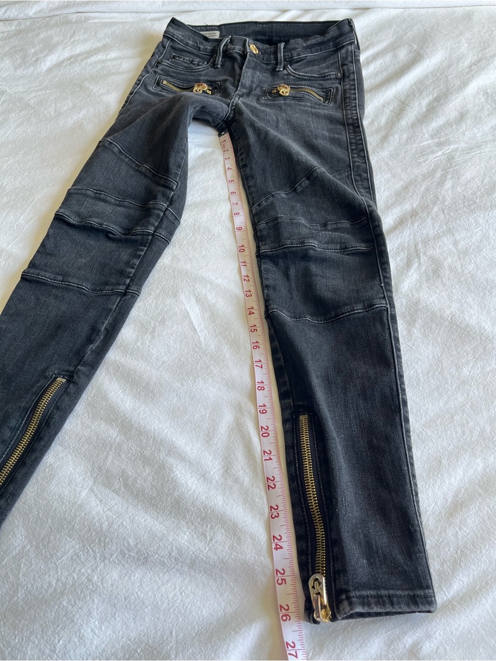 True Religion Halle Mid Rise Super Skinny Black Moto Biker Jeans 26 Baddie Y2K - Picture 7 of 16